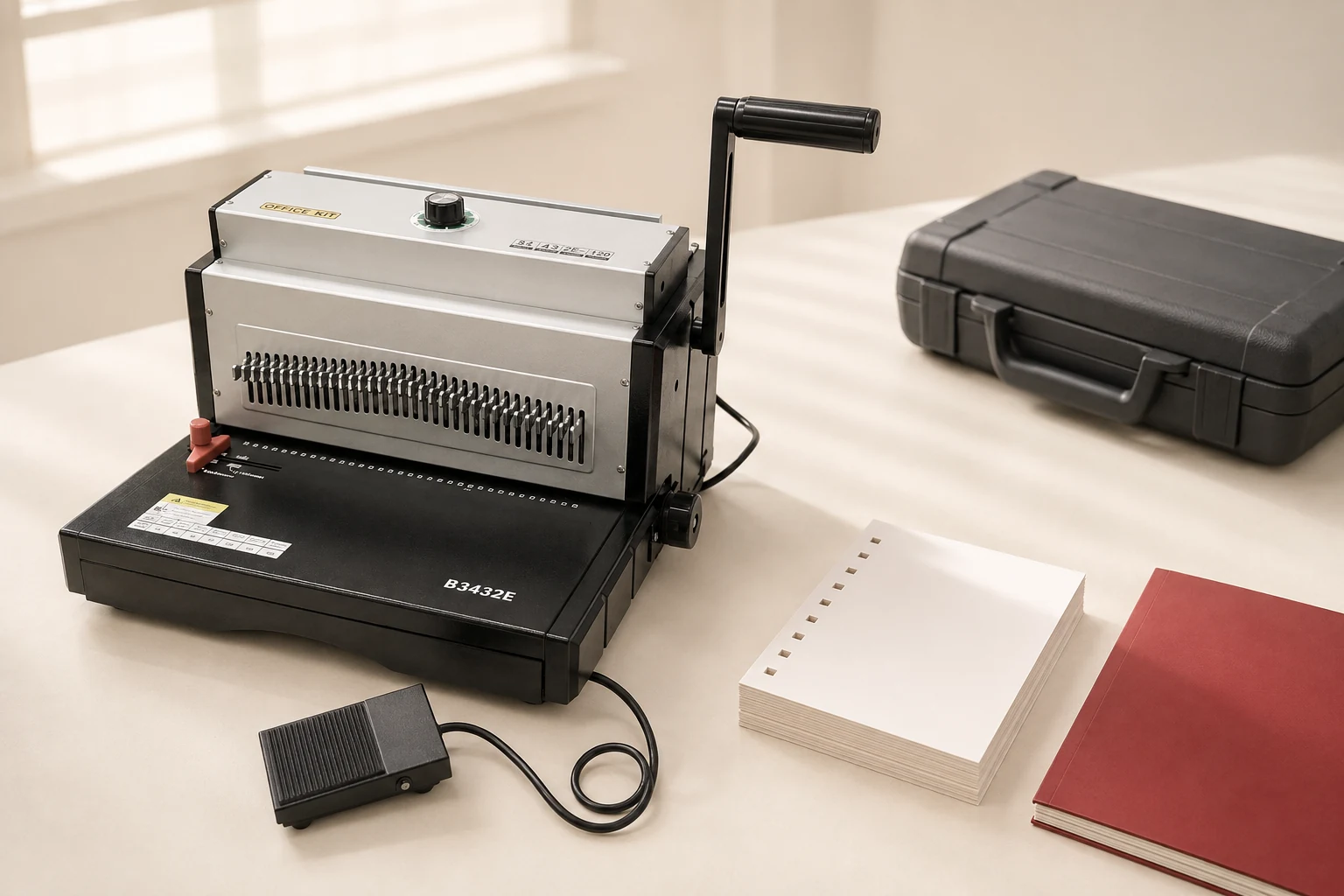 Переплётчик Office Kit B3432E на рабочем месте для подготовки документов
