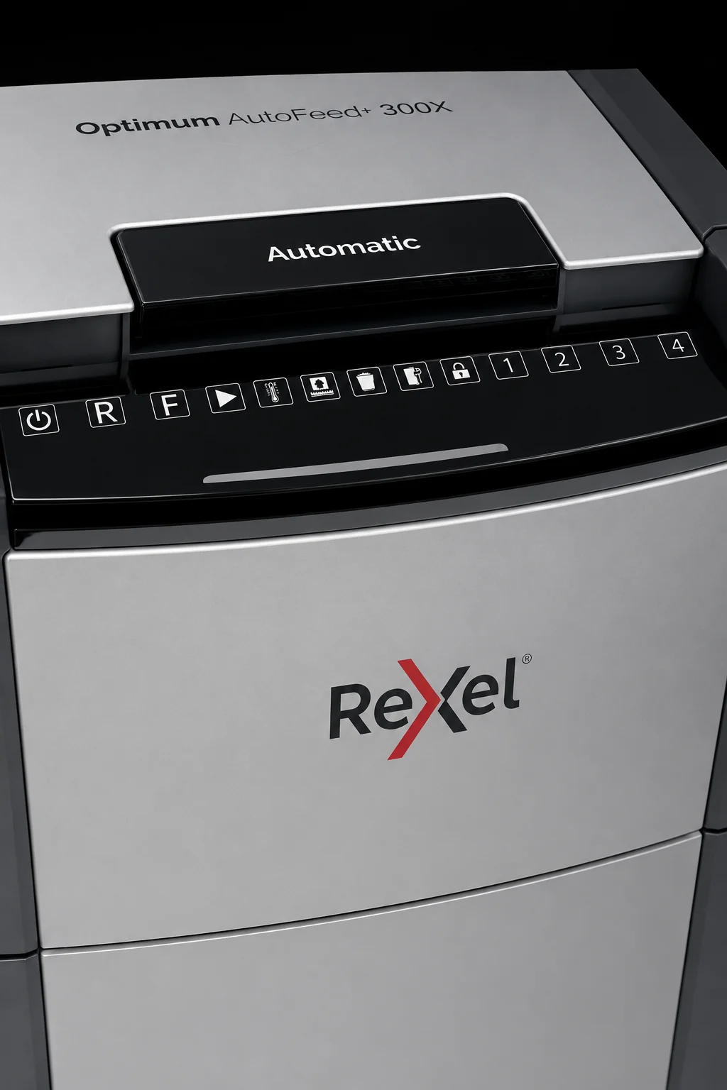 Иллюстрация панели Rexel Optimum AutoFeed+ 300X. Панель других моделей отличается.